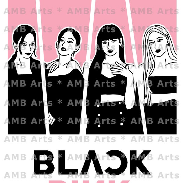 Blackpink SVG/PNG digitale download - K-pop groep Blackpink Jisoo, Jennie, Lisa en Rosé Design - bestand voor Cricut