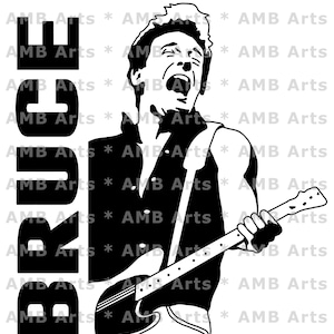 Descarga digital SVG/PNG de Bruce Springsteen: diseño de Bruce Springsteen en el escenario: archivo para Cricut