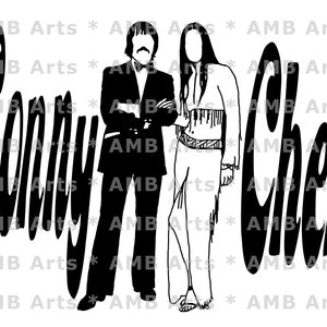 Sonny en Cher SVG/PNG digitale download - Sonny en Cher 60s Pose - bestand voor Cricut