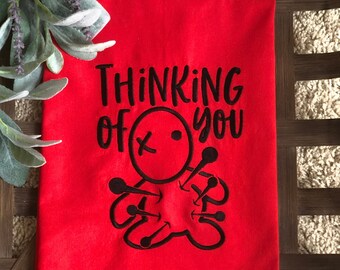 Voodoo Doll Embroidered Flour Sack Towel: Divorce Gift