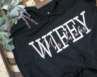 WIFEY and Mrs sweatshirt, embroidery Hoodie sweatshirt