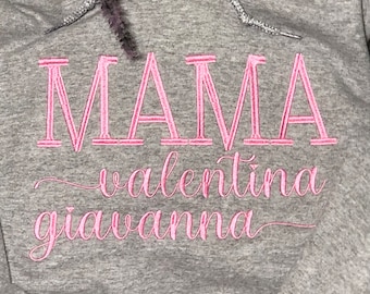 MAMA embroidered sweatshirt personalized with children's names, statement shirt, unisex sweatshirt