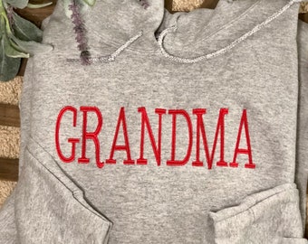 Grandma, Mimi, Lala, Gigi, Meemaw, Mamusia, Babcia, embroidered hoodie, crewneck sweatshirt