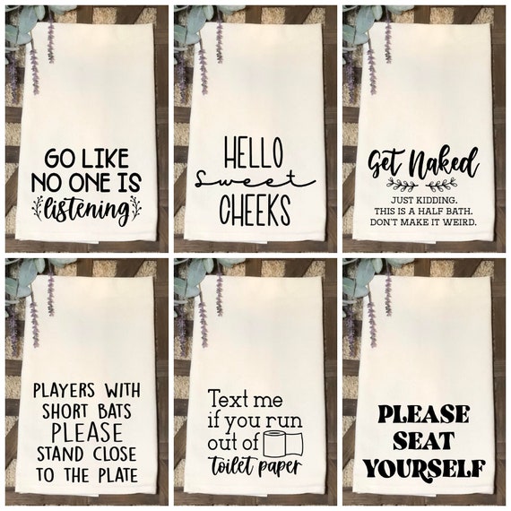 Funny Guest Bathroom Towel, Half Bath Humor, Bathroom Decor, Natural Hand  Towel, Unbleached Grain Sack Tea Towel, Funny Bathroom Sayings 