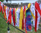 Rag Tied Garland,Dog Party Decoration, Puppy Garland,Cotton Fabric Fringe,Furry Friend Garland,I Love Animals Garland, Rag Tie Backdrop