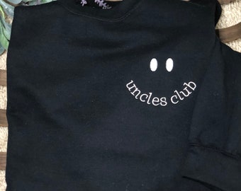 Uncles Club, Uncle Smiley Emoji sweatshirt, Embroidery crewneck sweater for Cool Uncle