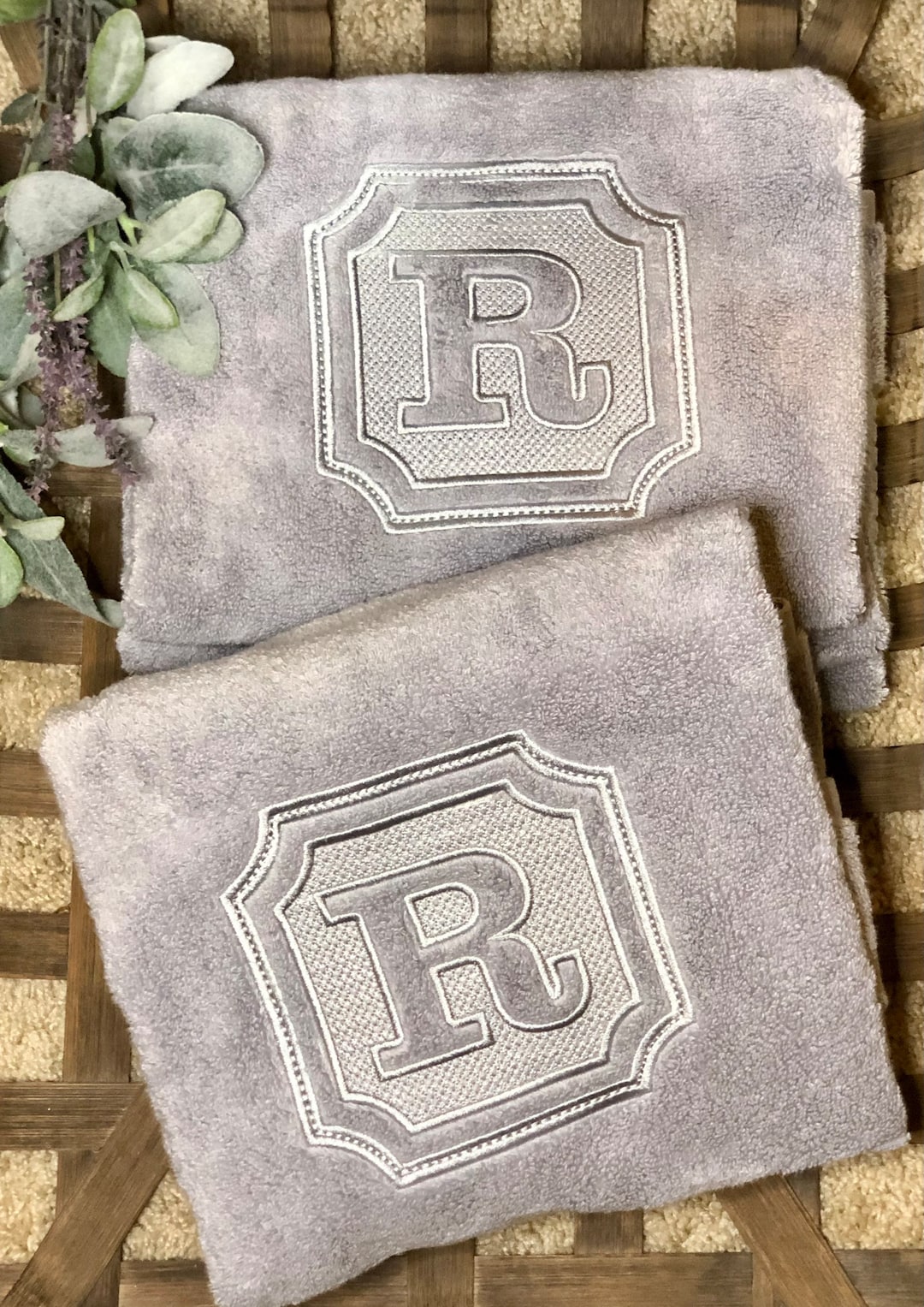 Embossed Monogram Bath Towels Custom Embossed Plush Towel Etsy