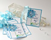 Daisy Thank You Tags, Blue Daisy with Glitter, Set of 8 Gift Tags, Have a Beautiful Day Tags