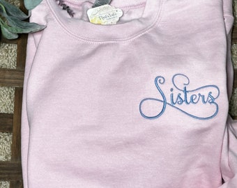 Custom Embroidered Sisters sweatshirt, Angel loss embroidery sweater, Personalized Sweatshirt loss of loved one