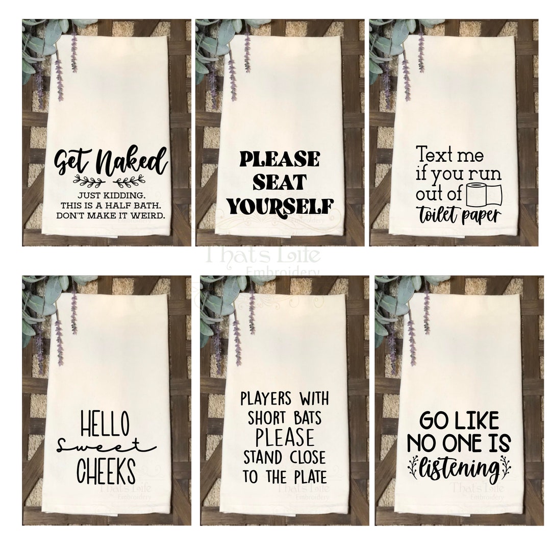Funny Guest Bathroom Towel, Half Bath Humor, Bathroom Decor, Natural Hand  Towel, Unbleached Grain Sack Tea Towel, Funny Bathroom Sayings