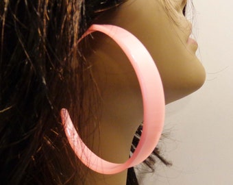 Large 3 inch PINK HOOP earrings Pink Earrings Thick Hoop Earrings Lightweight