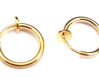 Clip-on Earrings Hypoallergenic Earrings 2.25 Inch Hoop Textured Gold Hoop Earrings