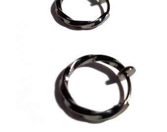 SMALL Clip-on Earrings Clip Hoop Earrings Black Twisted Hoops Steel 0.50 inch Hoops