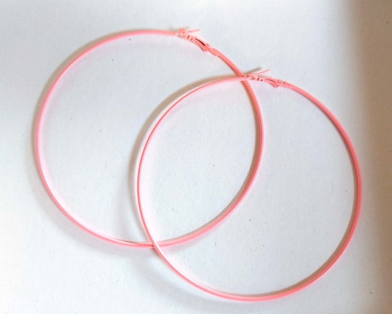 Pink Hoop Earrings Light Pink Hoop Earrings Classic Thin Hoop