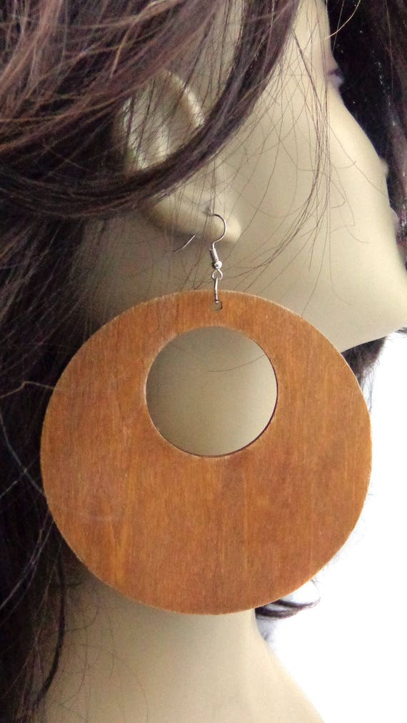 Large Wood Hoop Earrings 4.5 Inch Hoop Earrings Lightweight Etsy