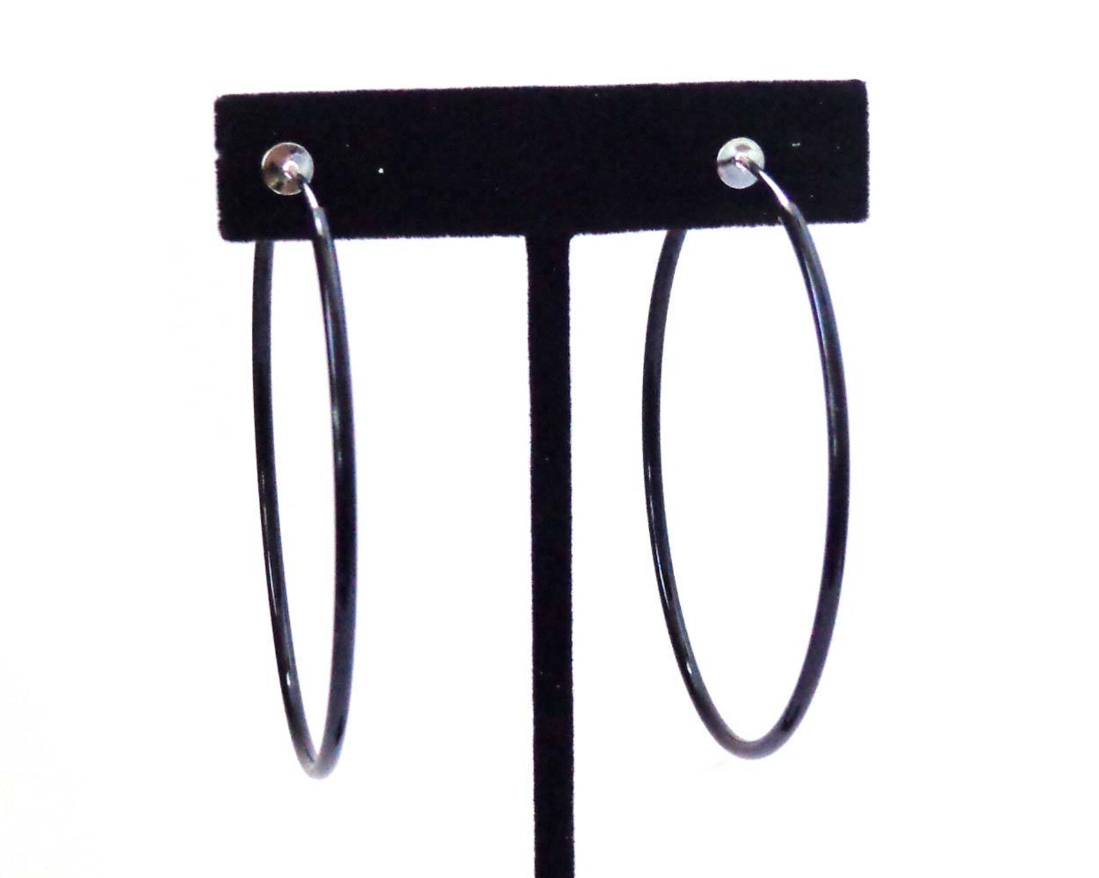 Clipon Earrings Hoop Earrings Black Hoop Earrings 2 Inch and Etsy