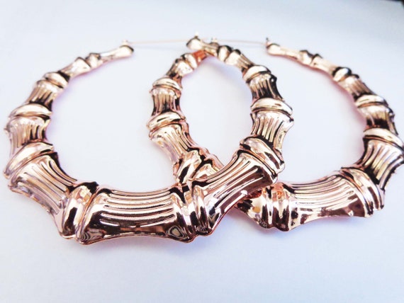 Rose gold bamboo best sale earrings