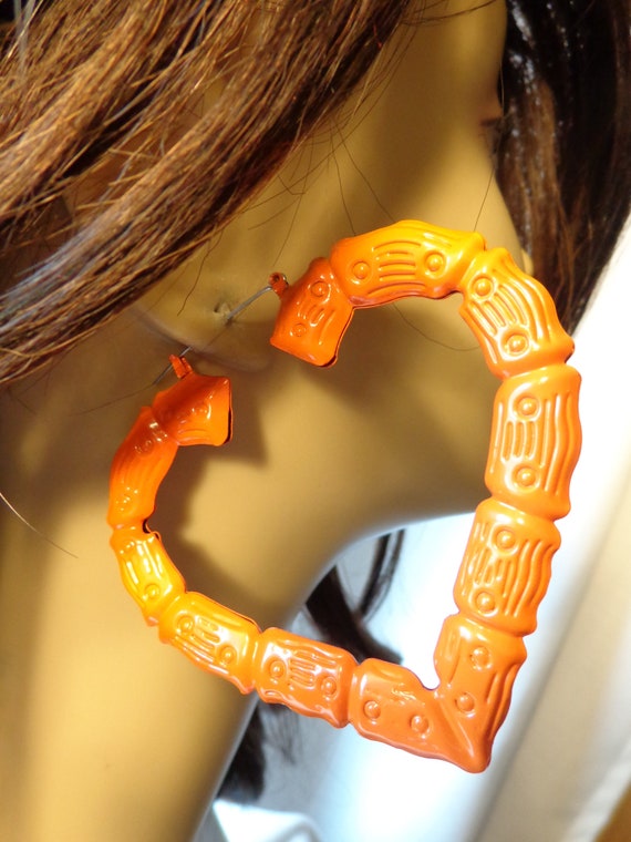 Neon orange shop hoop earrings