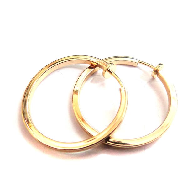 Clip-on Earrings Hoop Earrings Gold or Silver tone Hoop Hypo-Allergenic Hoop Earrings Lightweight 1 inch Hoop