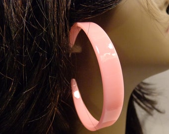 Large HOOP EARRINGS Pink Hoop Earrings Classic Lightweight 3 inch Hoops