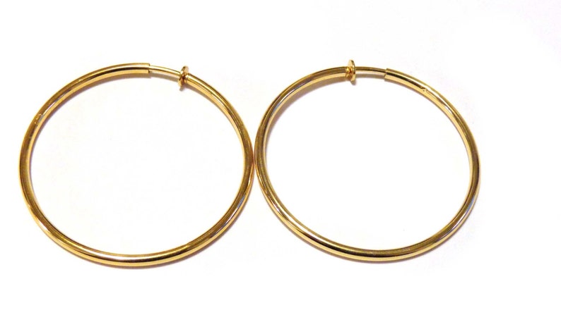 Clip-on Earrings Hoop Earrings Gold Tone Hypo-Allergenic Hoop image 1