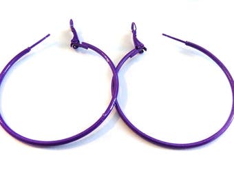 Purple or Pink Hoop Earrings Thin Hoops 2 inch Hoop Earrings