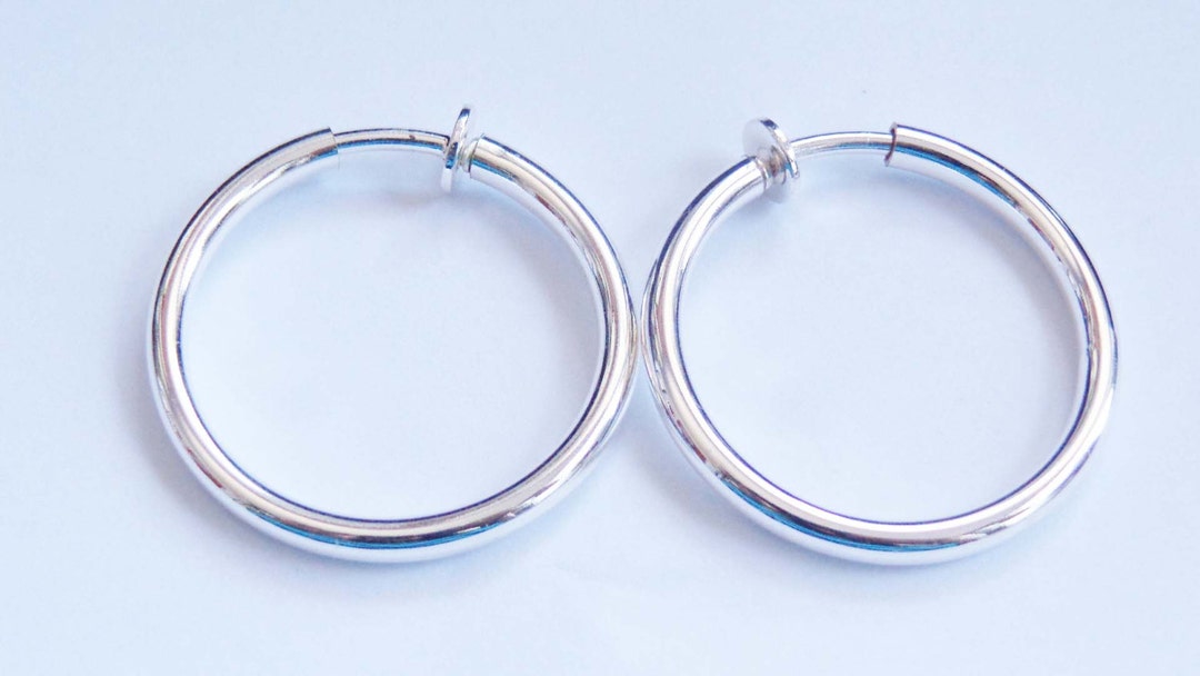 Clip-on Earrings Clip Hoop Earrings Silver Tone Hypo-allergenic 1 Inch Earrings Pipe Hoops - Etsy