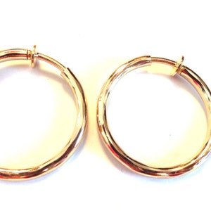 Clip-on Earrings Hoop Earrings Gold Tone Hoop Hypo-Allergenic Hoop Earrings Lightweight 1.75 inch Hoop