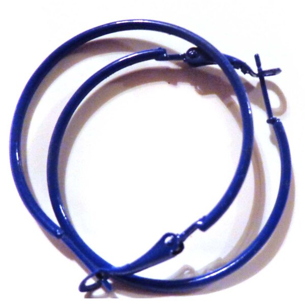 2 inch Hoop Earrings Classic Hoop Navy Blue Hoop Earrings Thin Hoops