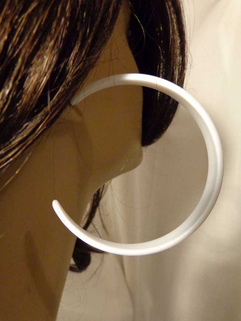 VINTAGE HOOP Earrings White Hoop Earrings 3 Inch Pierced Etsy