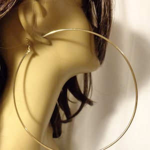 LARGE 6 inch Hoop Earrings GOLD tone Brass Hoop Earrings Classic Thin Design Extra Large