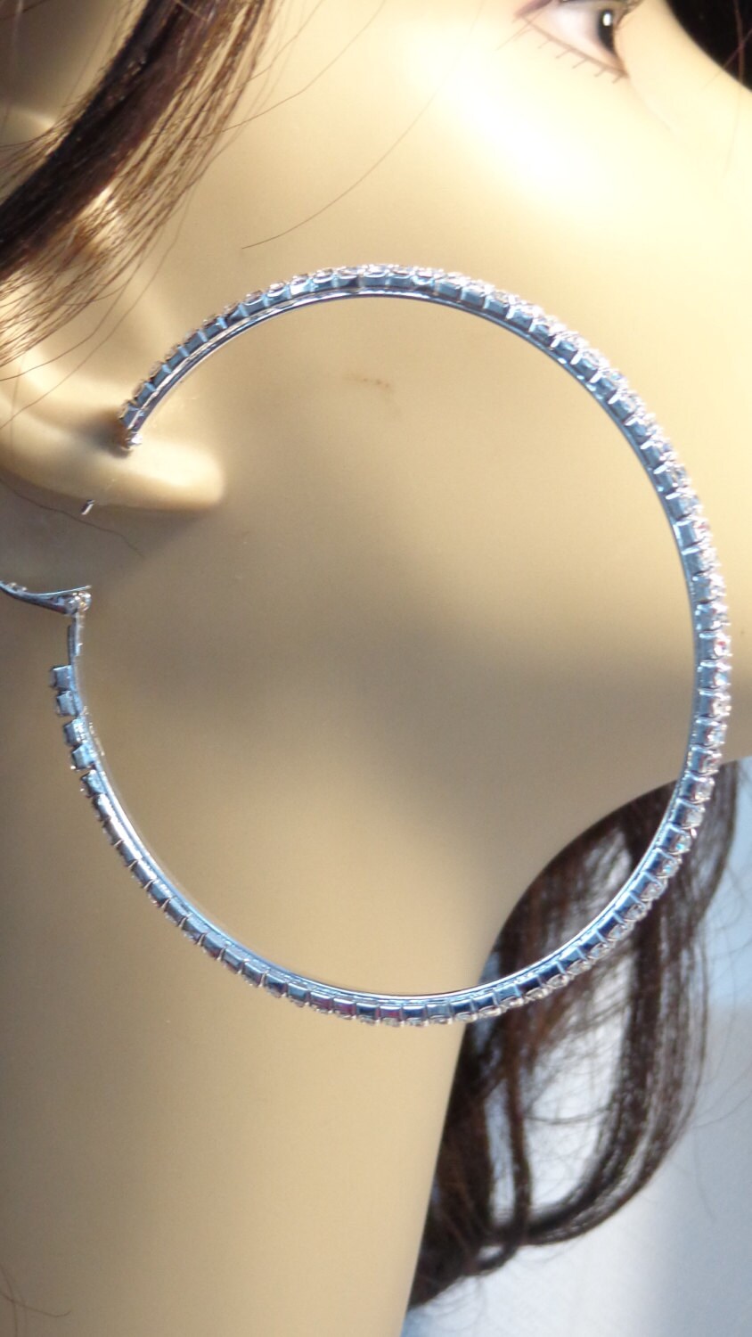 Wholesale LARGE CRYSTAL HOOP Earrings Silver Tone 3 Inch Hoop Etsy