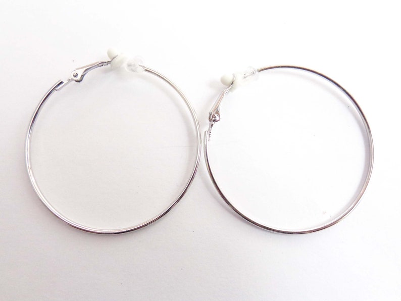 Clip-on Earrings Clip Hoop Earrings Gold or Silver Plated 2 inch Hoop Earrings Hypo-Allergenic Clip on Earrings image 4