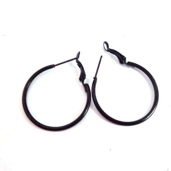 Black Hoop Earrings Small hoop earrings Thin Hoop Earrings 1 inch Hoop