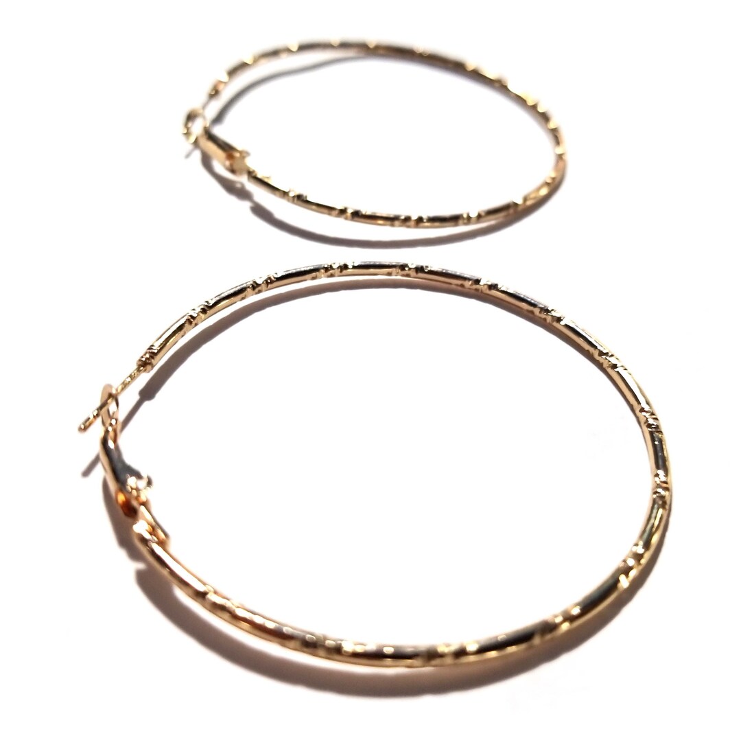 Lightweight Hoop Earrings 2 Inch Hoop Earrings Textured Hoops Etsy