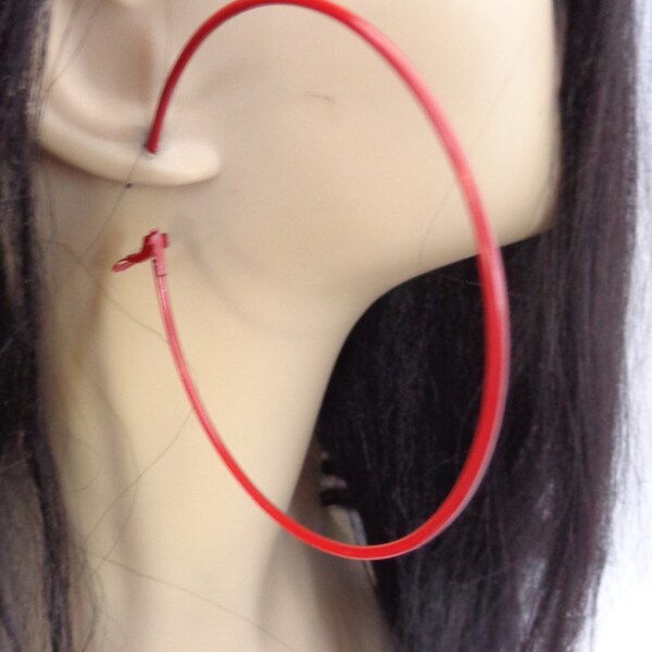 LARGE 3 inch Red hoop earrings Classic Hoop Earrings Red Earrings