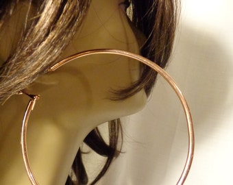 GROßE 4 Zoll Hoop Ohrringe Schlichte Dünne Hoop Ohrringe Rosegold Hoop Ohrringe Gold ton