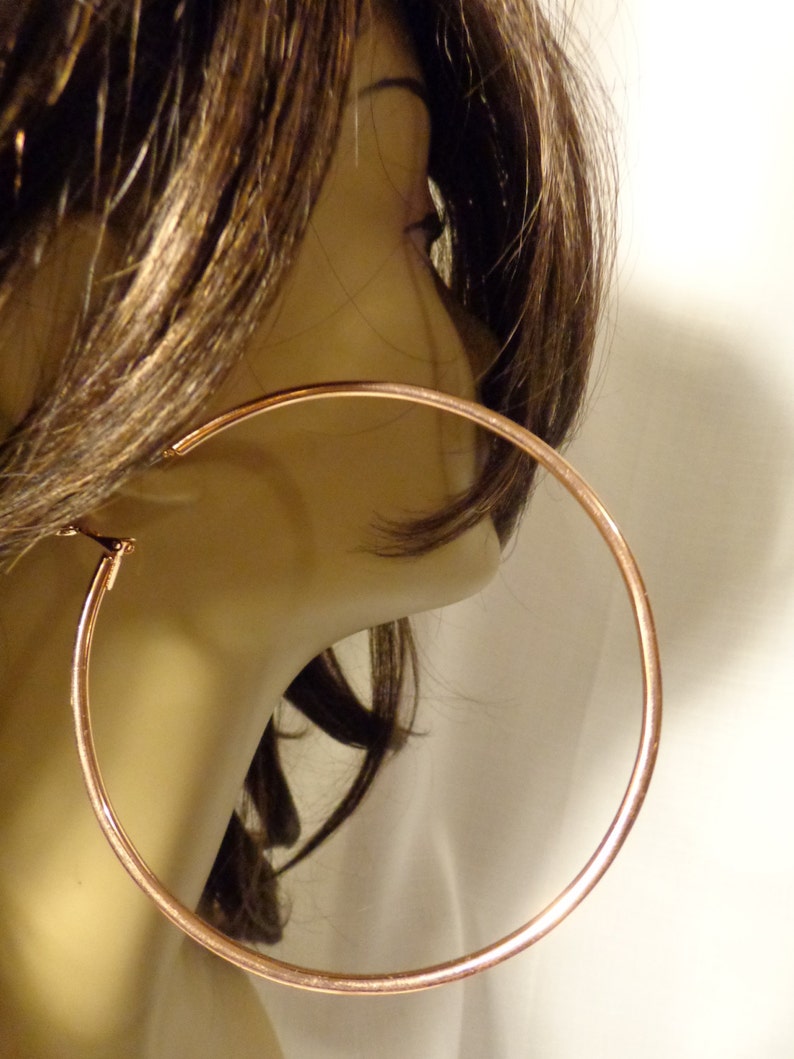 LARGE 4 Inch Hoop Earrings Simple Thin Hoop Earrings Rose Gold Etsy