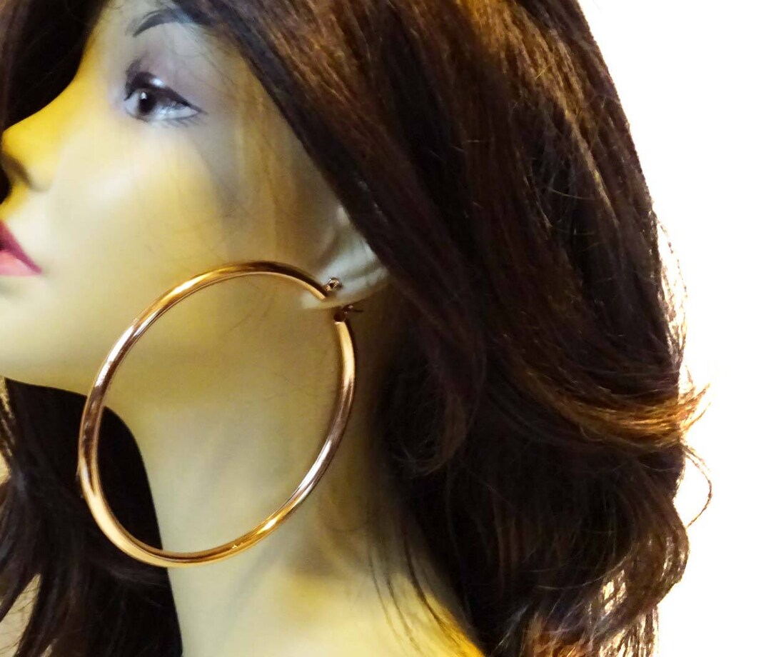 LARGE 4 Nch Hoop Earrngs Slver Or Gold Tone Round Hoop | Etsy