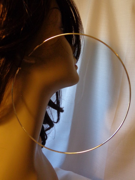 EXTRA LARGE Hoop Earrings 5 Inch Hoop Earrings Gold Plated 140mm