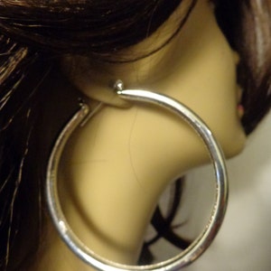 LARGE HOOP EARRINGS Plated Rhodium Silver Tone 3 inch Tube Hoop Earrings