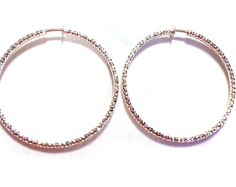 Clip-on Earrings Hoop Earrings Silver Plated Hoop Hypo-Allergenic Hoop Earrings Textured  2.25 inch Hoop