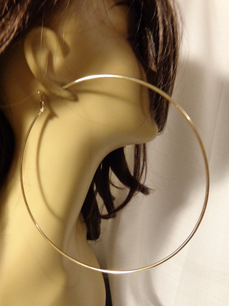LARGE 5 Inch Hoop Earrings GOLD or SILVER Tone Brass Hoop Etsy