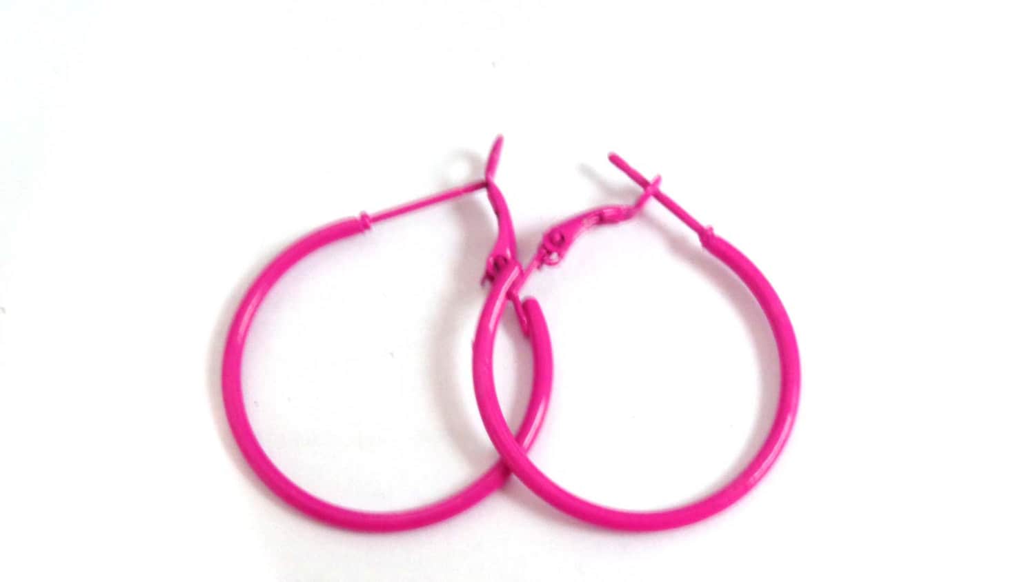 Pink Hoop Earrings Classic Thin Hoop Earrings Small 1.5 Inch Hoop ...