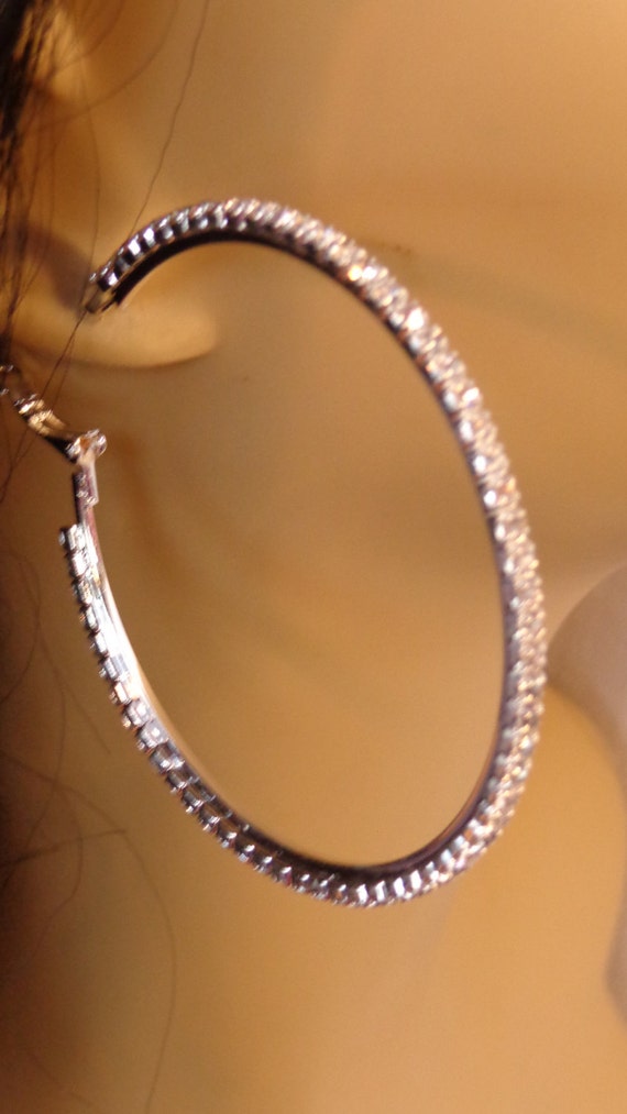 Rhinestone Hoop Earrings - Approximately 2