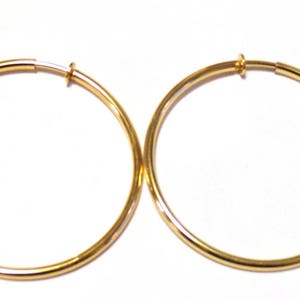 Clip-On Circle Earrings - 2.5 Inch Hoop, Wood Brown Or Black, Gold Tone, For Non-Pierced Ears - View #7