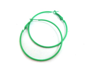 Green hoop earrings Assorted Sizes Green Earrings Thin Hoop Earrings