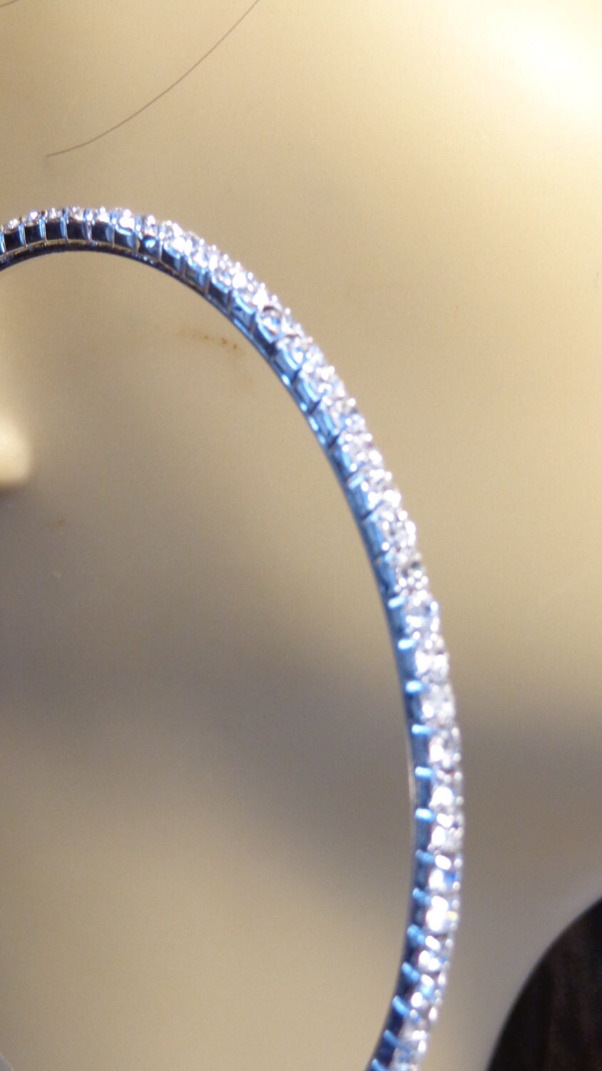 Wholesale LARGE CRYSTAL HOOP Earrings Silver Tone 3 Inch Hoop Etsy