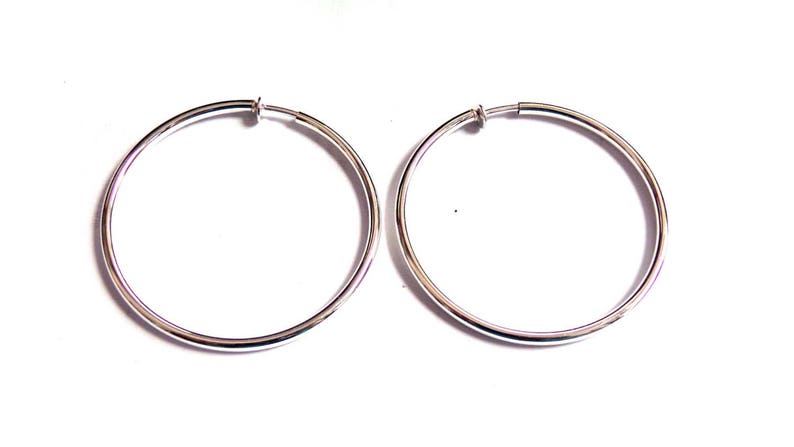 Clip-on Earrings Clip Hoop Earrings Rhodium Steel Silver Tone - Etsy