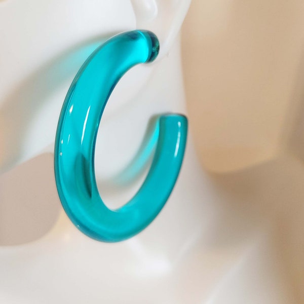 Latte Chunky Lucite Statement Hoop Earrings main image 1